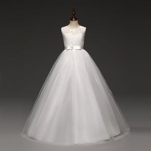 5-14 Years Girl's Tulle Lace Long Dress