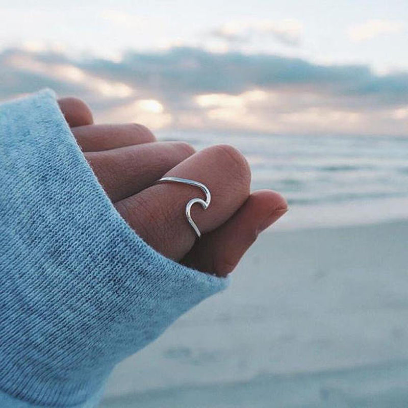 Silver Ocean Wave Ring