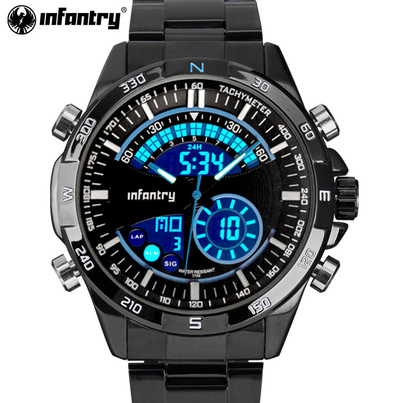 LUMINOUS FULL STEEL ANALOG DIGITAL SPORTS WATCHES