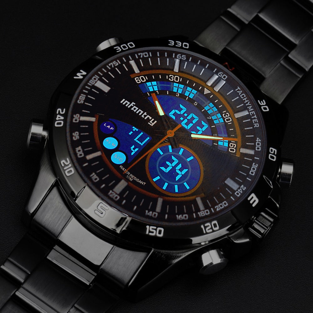 LUMINOUS FULL STEEL ANALOG DIGITAL SPORTS WATCHES