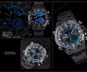 LUMINOUS FULL STEEL ANALOG DIGITAL SPORTS WATCHES