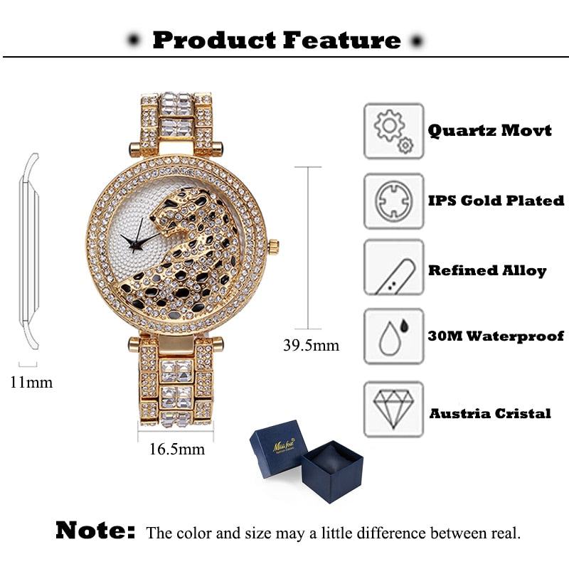 THE GOLD STYLE RHINESTONE ULTRA LEOPARD WATCH (HIGH QUALITY)