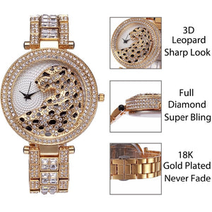 THE GOLD STYLE RHINESTONE ULTRA LEOPARD WATCH (HIGH QUALITY)