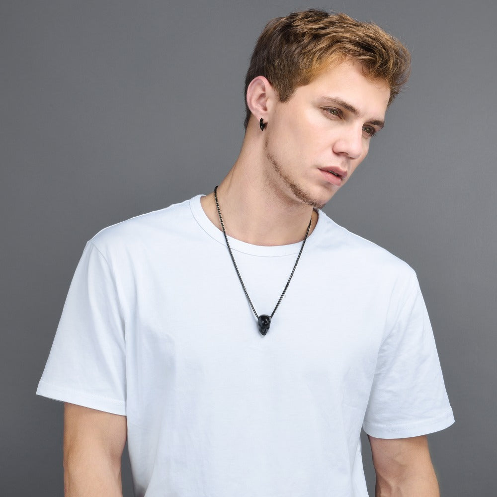 BLACK GOLD PLATED SKULL NECKLACE