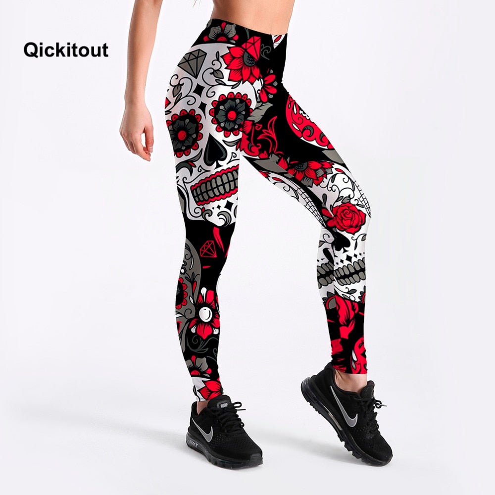 Flowery Skull Trousers Strectch