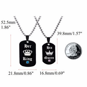 HANDMADE HER KING HIS QUEEN COUPLES NECKLACE SET