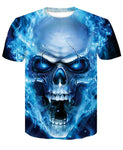 Blue Flame Skull T Shirt
