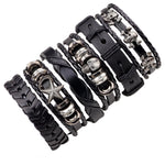 Leather Bracelet Men Multilayer Punk Skull