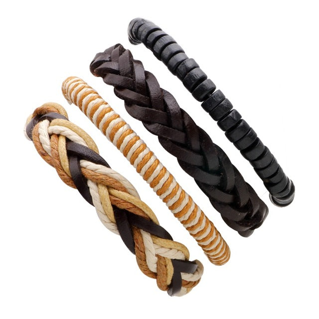 Leather Bracelet Men Multilayer Punk Skull