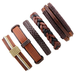 Leather Bracelet Men Multilayer Punk Skull