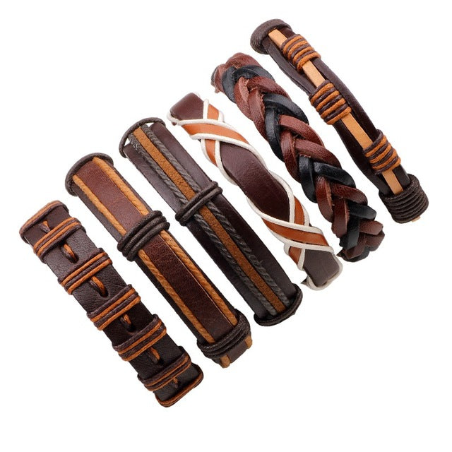 Leather Bracelet Men Multilayer Punk Skull