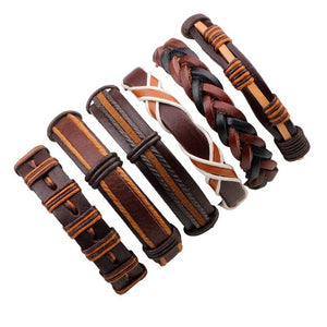 Leather Bracelet Men Multilayer Punk Skull