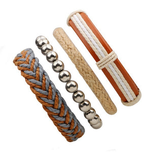 Leather Bracelet Men Multilayer Punk Skull
