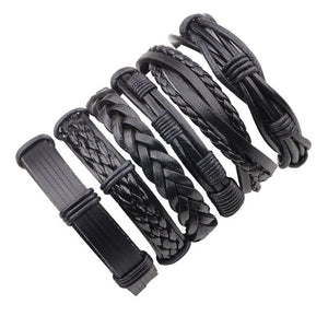 Leather Bracelet Men Multilayer Punk Skull