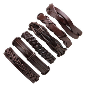 Leather Bracelet Men Multilayer Punk Skull