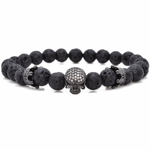 Bead Strand Lave Skull Bracelet