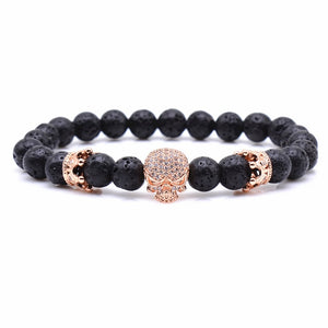 Bead Strand Lave Skull Bracelet
