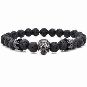 Bead Strand Lave Skull Bracelet