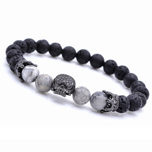 Bead Strand Lave Skull Bracelet