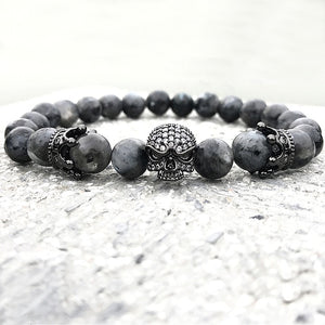 Bead Strand Lave Skull Bracelet