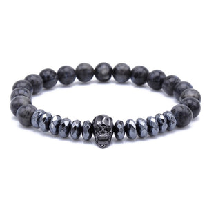 Bead Strand Lave Skull Bracelet