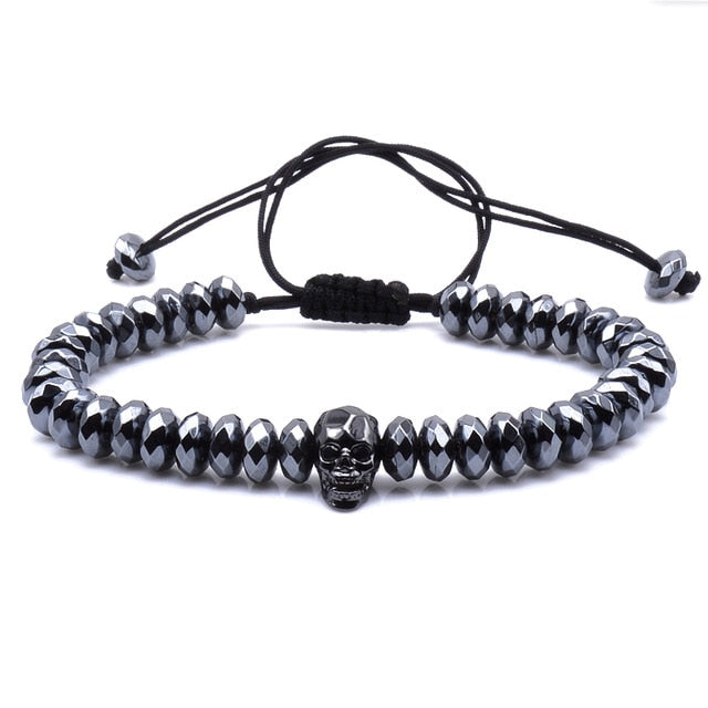 Bead Strand Lave Skull Bracelet