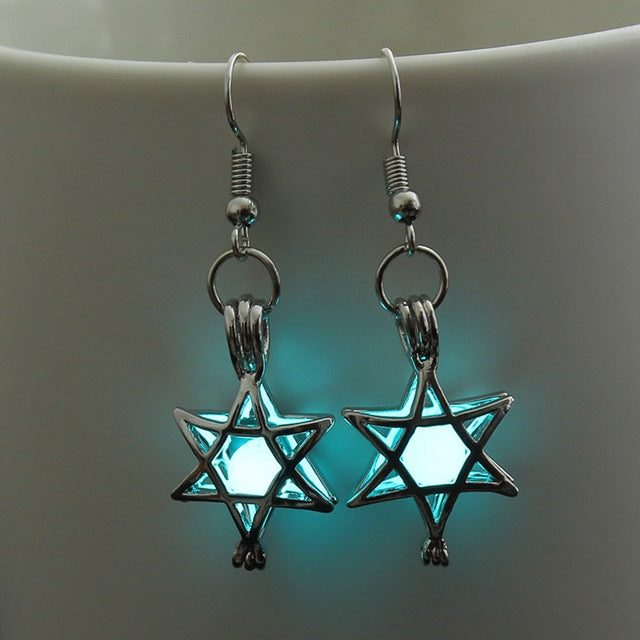Luminous Hollow Five Pointed Star Earrings