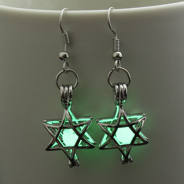 Luminous Hollow Five Pointed Star Earrings