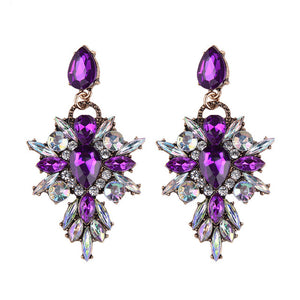 Colorful Flower Luxury Starburst Pendant Crystal Stud Earrings