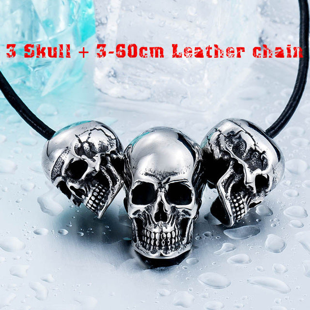 Stainless Steel Multi Skulls Necklace