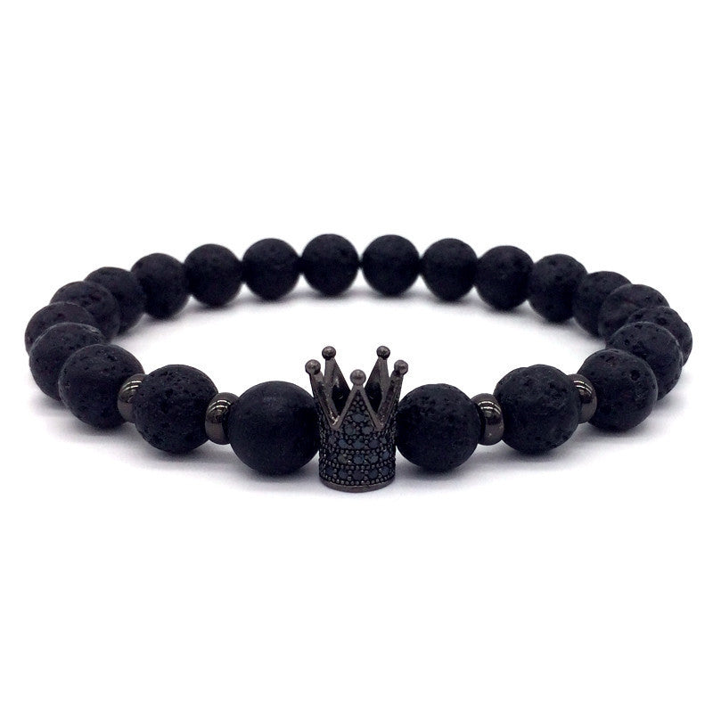 Super Lava Stone Couples Crown Bracelet