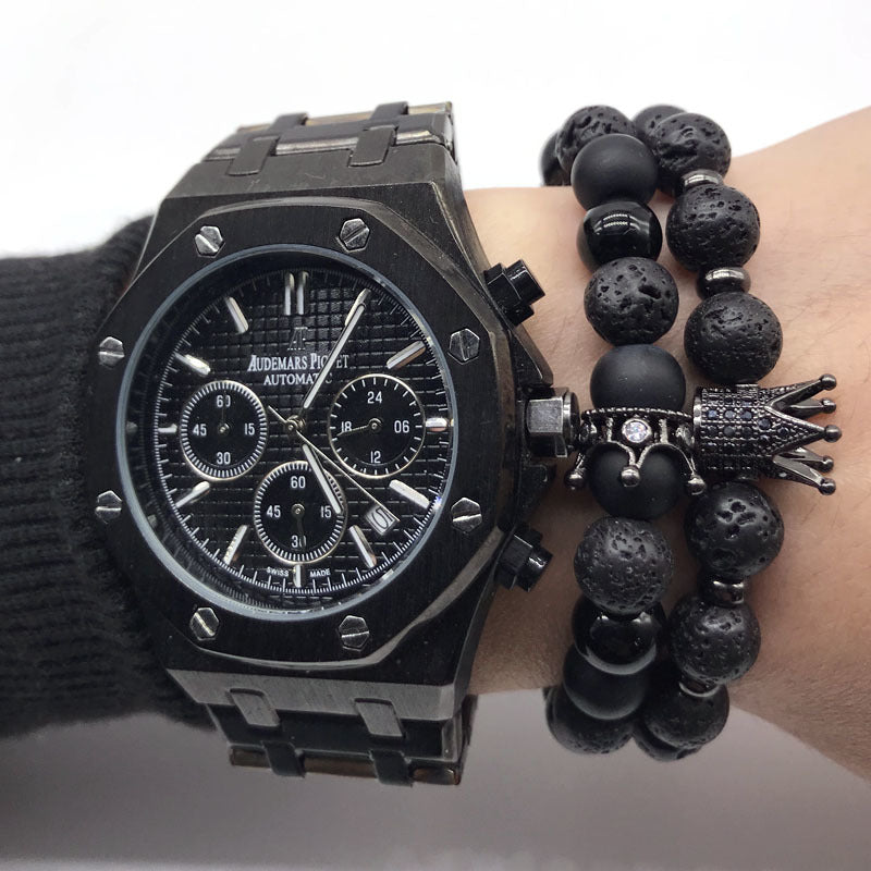 Super Lava Stone Couples Crown Bracelet