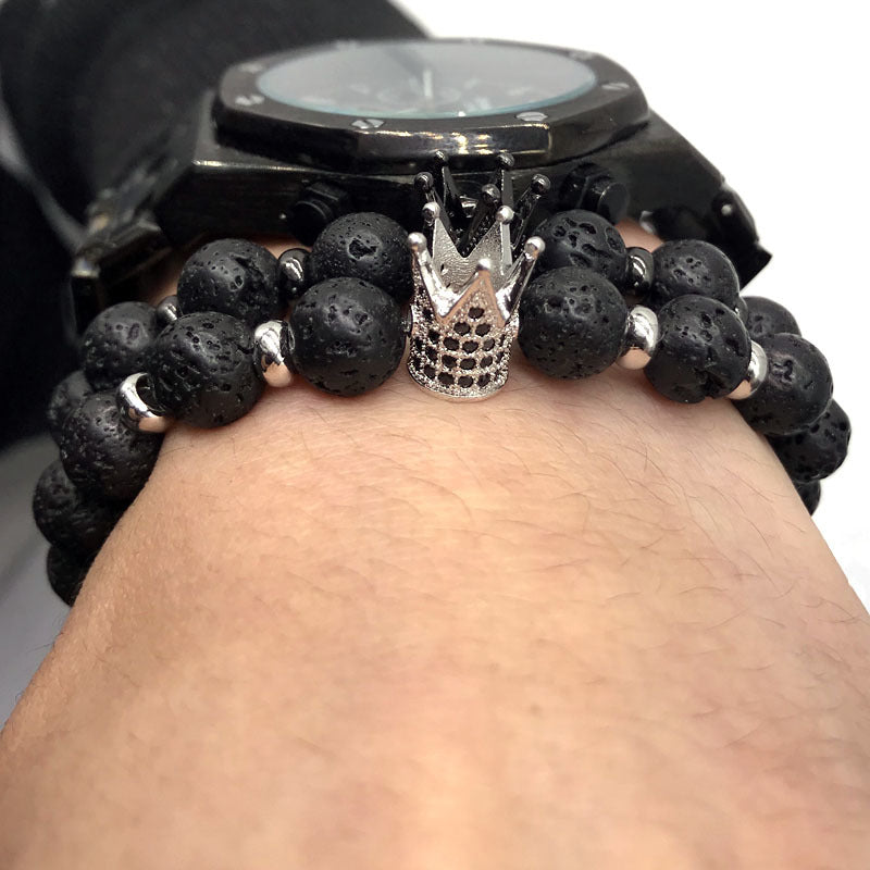 Super Lava Stone Couples Crown Bracelet