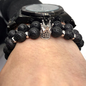 Super Lava Stone Couples Crown Bracelet