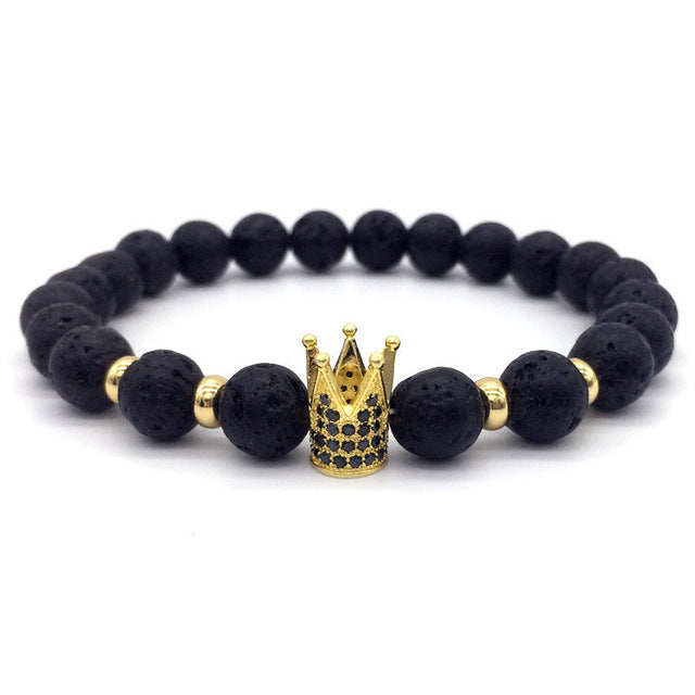 Super Lava Stone Couples Crown Bracelet