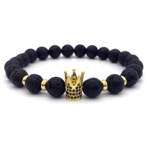 Super Lava Stone Couples Crown Bracelet
