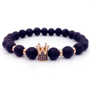 Super Lava Stone Couples Crown Bracelet