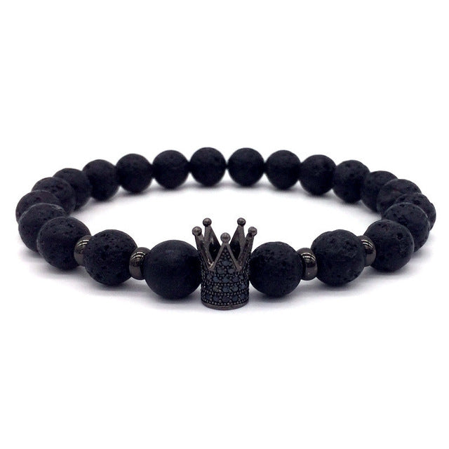 Super Lava Stone Couples Crown Bracelet