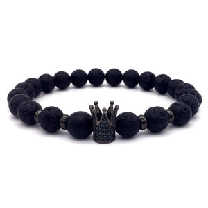 Super Lava Stone Couples Crown Bracelet