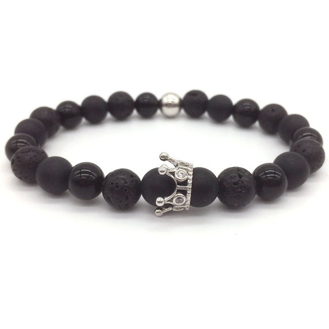 Super Lava Stone Couples Crown Bracelet