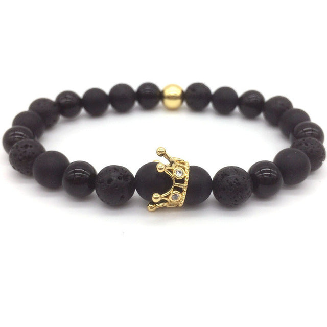 Super Lava Stone Couples Crown Bracelet