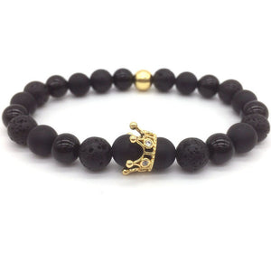 Super Lava Stone Couples Crown Bracelet