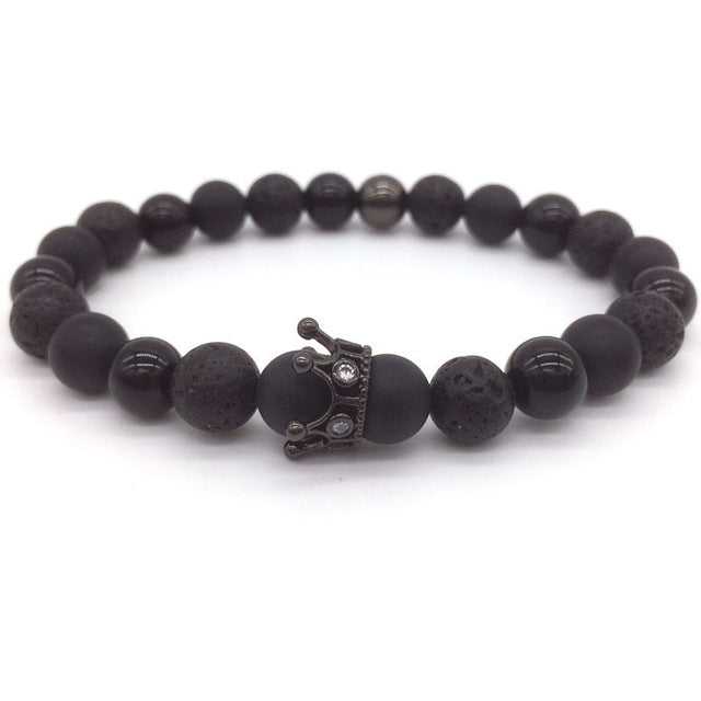 Super Lava Stone Couples Crown Bracelet