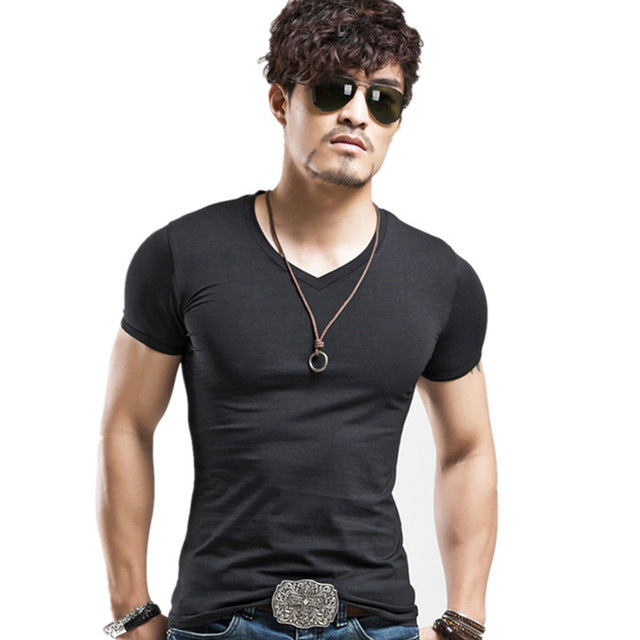 MEN'S SEXY V-NECK FITNESS T-SHIRTS (2PCS)