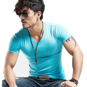 MEN'S SEXY V-NECK FITNESS T-SHIRTS (2PCS)