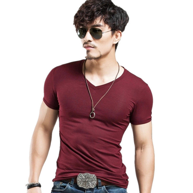 MEN'S SEXY V-NECK FITNESS T-SHIRTS (2PCS)