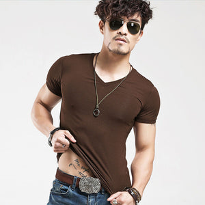 MEN'S SEXY V-NECK FITNESS T-SHIRTS (2PCS)
