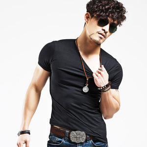 MEN'S SEXY V-NECK FITNESS T-SHIRTS (2PCS)