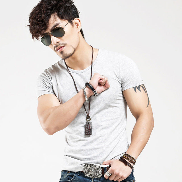 MEN'S SEXY V-NECK FITNESS T-SHIRTS (2PCS)