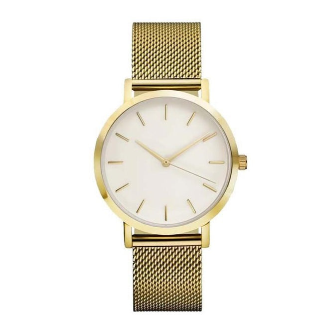 CRYSTAL STAINLESS STEEL ANALOG QUARTZ WRIST WATCH